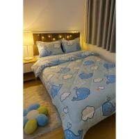 ราคา ชุดเครื่องนอน 4 ชิ้น โพลี ฝ้าย ปลอกที่นอน 2–10ซม ลายปลาโลมาสีฟ้า (43573336933)