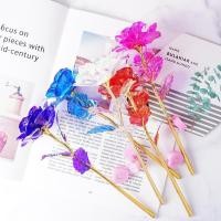 ราคา 24K Gold สีสันคริสตัลฟอยล์สีทองดอกไม้ดอกไม้ประดิษฐ์ Golden Rose พร้อมไฟ Led (41565877514)