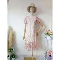 ราคา เดรส เดรสลูกไม้ สีชมพูพีช ผ้าลูกไม้นิ่ม ใส่ออกงาน ใส่เที่ยว พร้อมส่ง (8564877399)