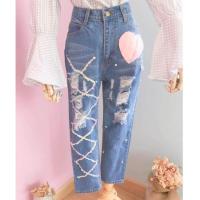 ราคา กางเกงยีนส์ขายาว งานป้าย แบรนด์ macaron (664613152)