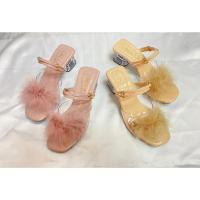 ราคา รองเท้าส้นแก้ว แต่งขนมิ้ง ไซส์ 36-40 (19873649585)