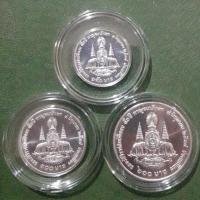 ราคา ชุดเหรียญ 150 บาท-300 บาท-600 บาท เนื้อเงิน ที่ระลึก กาญจนาภิเษก ร.9 ไม่ผ่านใช้ UNC พร้อมตลับ (19151461919)