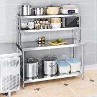 ราคา สแตนเลส โต๊ะทำงาน สองชั้น โต๊ะ เขียง เตา ตัดผัก ที่เก็บของ โต๊ะปรุงรส เคาน์เตอร์ ชั้นวาง สำหรับร้านชานม โต๊ะอาหาร (28212447932)