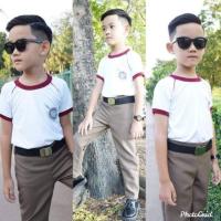 ราคา [พร้อมส่ง] ชุดอาชีพเด็ก ชุดตำรวจลำลองชาย เสื้อยืด+กางเกงสีกากี (2876351378)