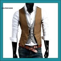 ราคา [อ้างอิง] เสื้อกั๊กสูทคอวีกระดุมแถวเดียวฝีมือที่ยอดเยี่ยมปลอมสองชิ้นผู้ชายธุรกิจเสื้อกั๊ก ชุดทํางาน (40054260053)