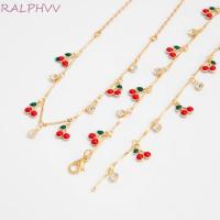 ราคา สร้อยคอนูนเน้นแบบเชอร์รี่ สร้อยคอคริสตัลทองและทองแดง สำหรับผู้หญิง (24496541582)