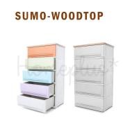 ราคา ตู้ลิ้นชักพลาสติก ท๊อปไม้ SUMO WOODTOP 5 ชั้น (4425365044)