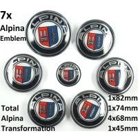 ราคา 7 ชิ้นชุด ALPINA 82 + 74 + 68 + 45 สําหรับ BMW ล้อกลางหมวก Rim Hubcaps Emblems ครอบคลุม (40412476508)