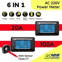 ราคา วัตต์ KWH Meter Power Monitor LCD Digital Power 20A 100A วัตต์ Ampere แอมป์มิเตอร์ 6 in 1 AC 220V Close CT (41555771901)