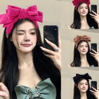 ราคา 【YUE】Elegant ขนาดใหญ่ Bowtie Corduroy ที่คาดผมผู้หญิง Face Wash แต่งหน้าแฟชั่นสีทึบอารมณ์กว้างผม Hoop Headwear (26107881223)