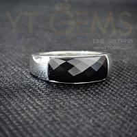 ราคา แหวนนิล แหวนเงินแท้ ชุบทองคำขาว พลอยนิลแท้ ทรงปลอกมีด YTG-11807 (23668210845)