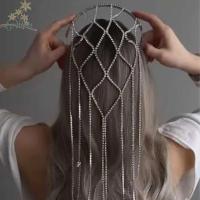 ราคา ที่คาดผมแบบตาข่ายพร้อมเพชร Swarovski และพู่เส้นยาว หรูหราและสวยงาม เครื่องประดับศีรษะ (41973137212)
