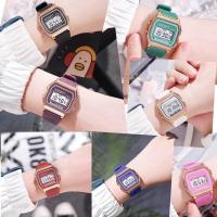 ราคา นาฬิกาข้อมือ แบบดิจิตอล หน้าปัดทรงหกเหลี่ยม ขอบทอง สีสวย นาฬิกาผู้หญิง (8880211968)