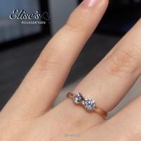 ราคา ER-4003-G Elise's แหวนเพชร CZ เกรดพรีเมี่ยม หน้าเพชรขนาด 0.5 กะรัต เพชรคู่รูปโบว์ ชุบทองไมครอน (3948068384)