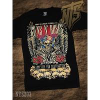 ราคา NTS 203 GNR ROCK เสื้อยืด ลายวงดนตรี ซิลค์สกรีน ผ้าคอตตอนหนานุ่ม ไม่หดไม่ย้วย สีดำ S M L XL XXL (2981154464)