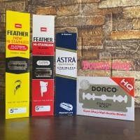 ราคา FEATHER ใบมีโกนfeatherกบ่องเหลือง กล่องแดง asdtar dorco ใบมีดขนนกแท้ (28054847825)