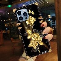 ราคา ปลอก ไอโฟน 17 16 15 14 13 12 11 มือโปร สูงสุด เอ็กซ์อาร์ XS 8 7 6 บวก หรูหราแฟชั่นดอกไม้สีทองรูปแบบสแควร์เคสกันกระแท (23962985770)