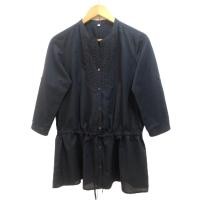 ราคา muji เสื้อคอจีน วี กระดุมหน้า แขน 5ส่วน สีดำ มือสอง (24640145875)