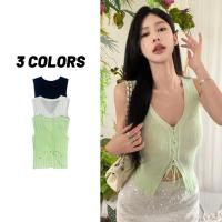ราคา Sale80%เสื้อไหมพรมบาง แขนกุด คอวี 4 สี ชายผ่าหน้า อกแต่งผูกร้อยเชือก (25236230427)