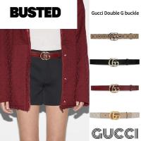 ราคา กุชชี่ Gucci Double G buckle เข็มขัดแคบ เข็มขัดผู้หญิง 3CMของแท้ 100% (40371904730)