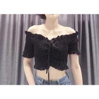 ราคา เสื้อเอวลอย เสื้อครอปสีดำเปิดไหล่ ใส่ได้2แบบ (10237592112)