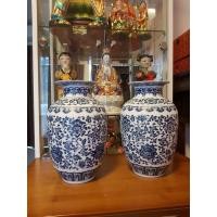 ราคา แจกันงานกระเบื้องกังไสลายครามทรงอ้วน ขนาดความสูง 9 นิ้ว (19764764485)