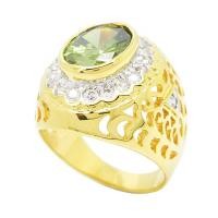 ราคา แหวนผู้ชาย แหวนทองชายประดับเพชรล้อม เขียวส่อง ประดับเพชร ชุบทอง (24139083759)