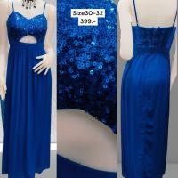 ราคา ชุดราตรี เดรสยาว สายเดี่ยว งานปักเลื่อม สีน้ำเงิน (27289439679)