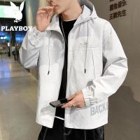 ราคา Playboy Hooded Jacket ผู้ชายฤดูใบไม้ผลิฤดูใบไม้ร่วงหลวม All-Match Street Wear หล่อพิมพ์ Windproof Top เสื้อผ้า (44324709027)