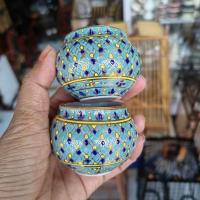 ราคา แก้วเบญจรงค์ลายนูนขนาดเล็กคละสี จำนวน1คู่ ใช้สำหรับใส่น้ำ ใส่อาหารนก (17495634703)