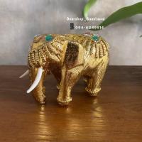 ราคา ช้างไม้แกะสลัก ช้างปิดทอง ช้างไม้มงคล (2นิ้ว) (9161366348)