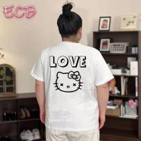 ราคา เสื้อยืด oversize สาวอวบ พลัสไซส์ สกรีนลายคิตตี้ ใส่สบาย สไตล์เกาหลี มินิมอล น่ารักมาก S-7XL ECB (27679030363)