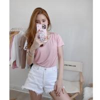 ราคา №✿เสื้อยืดคอยู สีชมพู งานป้าย TOPSHOP (11540313750)