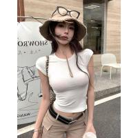 ราคา เสื้อครอปแขนสั้น เว้าหลัง มีฟองน้ำในตัว (41112820393)