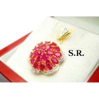 ราคา จี้ทองทับทิมล้อมเพชรทับทิมสวยเหลี่ยมดีคัดพิเศษพร้อมใบรับรองสินค้า เคลือบทองคำแท้100% (24274751932)