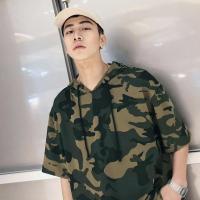 ราคา (พร้อมส่ง) เสื้อแขนสั้นมีฮู้ดลายพราง ลายทหาร (1293589196)