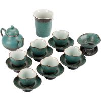 ราคา เก่า หวังเก เซรามิกมรกตย้อนยุคชุดน้ําชากังฟูครัวเรือนที่เรียบง่ายสํานักงานกาน้ําชาถ้วยน้ําชากล่องของขวัญ (41024354099)