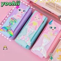ราคา โย่ ดินสอ ,กระเป๋าปากกาความจุขนาดใหญ่สองชั้น,การ์ตูนกันน้ํานางเงือกปลาหางกล่องปากกาเด็กหญิงเด็กชาย (43124266354)