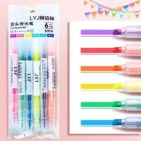 ราคา (ยกแพ็ค 6แท่ง) ไฮไลท์ ปากกาไฮไลท์ เน้นข้อความ มี 2หัว สีสดใส มีหลายสีให้เลือก (23234552322)