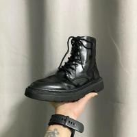 ราคา รองเท้ามือสอง รองเท้าบูท forever21 หนังดำเงา ไซร์ 36-37 (27254336725)