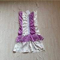 ราคา New มือ 1 ป้ายห้อย size S งานป้าย so-ju เดรสสายเดี่ยวลายจุด สีขาวม่วง น่ารักเซกซี่มากๆ (25467877362)