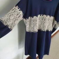 ราคา เดรสผ้ายืด สีกรมท่า แต่งลูกไม้ (7129535689)