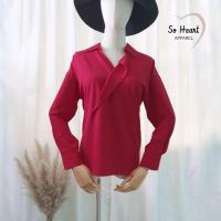 ราคา เสื้อเชิ้ตคอปกแขนยาว สีแดง (3378157144)