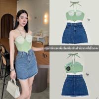 ราคา ⚜️งานป้าย Linda⚜️ เซต2ชิ้น เสื้อครอปอกแต่งผ้ามุ้ง แต่งสายคล้องคอผูกหลัง กระโปรงยีนส์ทรงสวยเป๊ะ (25567816500)