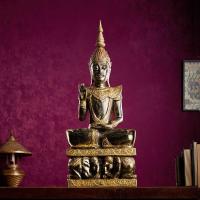 ราคา ไม้เนื้อแข็งแกะสลักสีดำทองนั่งพระพุทธรูปประดับย้อนยุคทำสโมสรเก่าห้องโถงพระพุทธรูปตกแต่งโต๊ะบูชาพระพุทธรูป (28082367796)