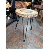 ราคา เก้าอี้ไม้ สตูล เก้าอี้วินเทจไม้จามจุรี กว้าง12 นิ้ว สูง 17 นิ้ว สีไม้ธรรมชาติ ขาเหล็ก เก้าอี้เดี่ยว (43651069698)