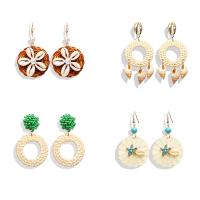 ราคา 17KM Bohemian Shell Drop Earrings Rattan Round Square Drop Dangle Earring Conch Women Accessories (7235380196)