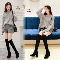 ราคา T28 รองเท้าบูทยาวส้นสูง มีเชือกผูก ปรับระดับความยาวเองได้เลย (4656818733)