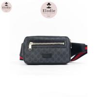 ราคา [ของแท้] GUCCI BELT BAG 24 BLACK GG MONOGRAM CANVAS SHW มีใบรับประกัน ตรวจสอบได้ทุกใบ (44023420997)