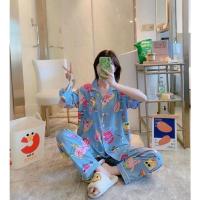 ราคา ชุดนอนผ้าไหมเกาหลี ชุดนอนแฟชั่น ชุดนอนลายการ์ตูน ชุดนอนผู้หญิง (10631782809)